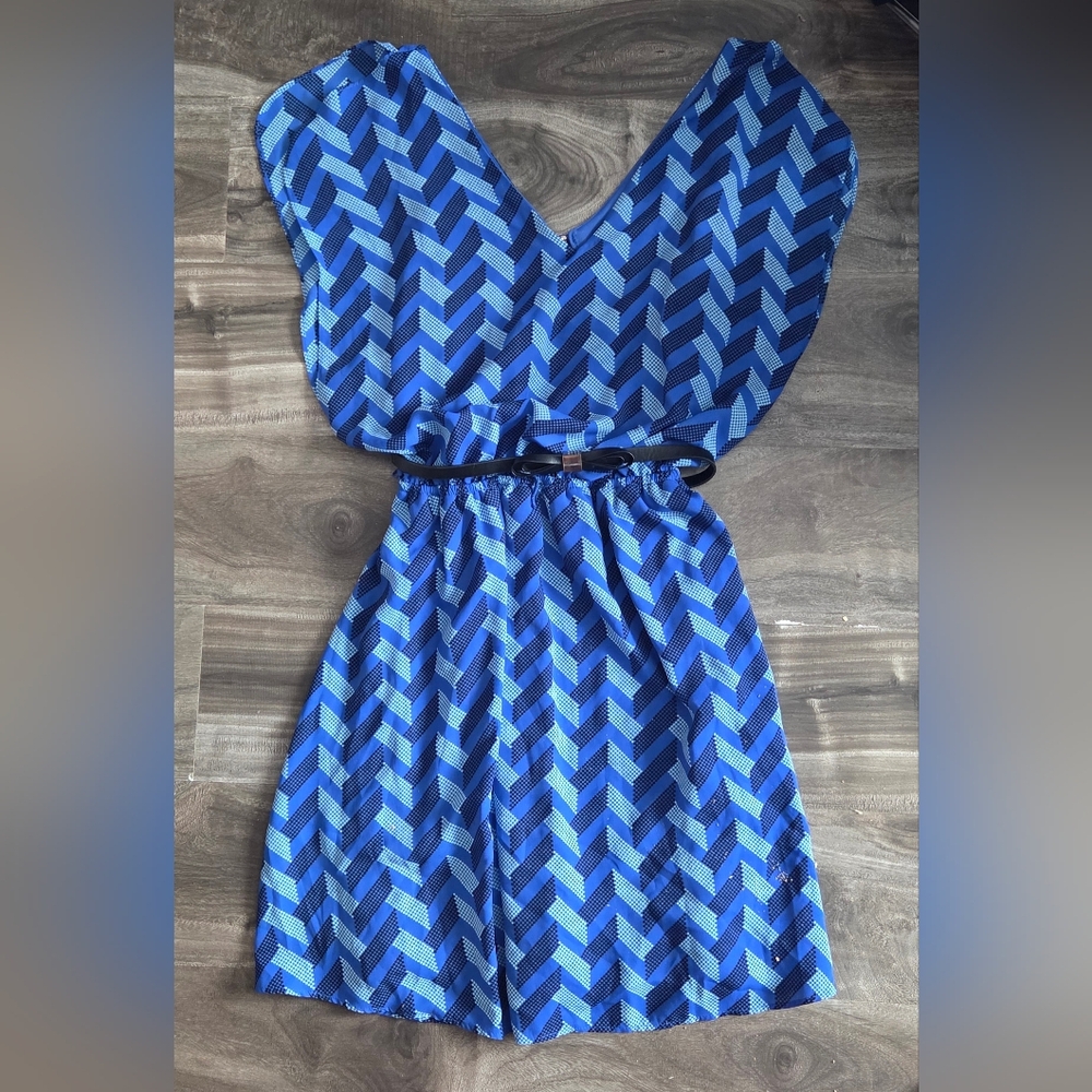 Candie's Blue and Black Chevron Midi Dress